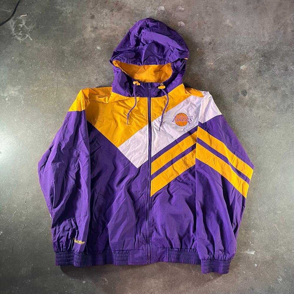 Vintage Y2K lakers Mitchell & ness nba windbreaker jacket mens xl - Picture 2 of 9
